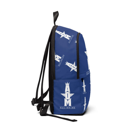Stylish "AOM" Backpack (BLU/WHT)