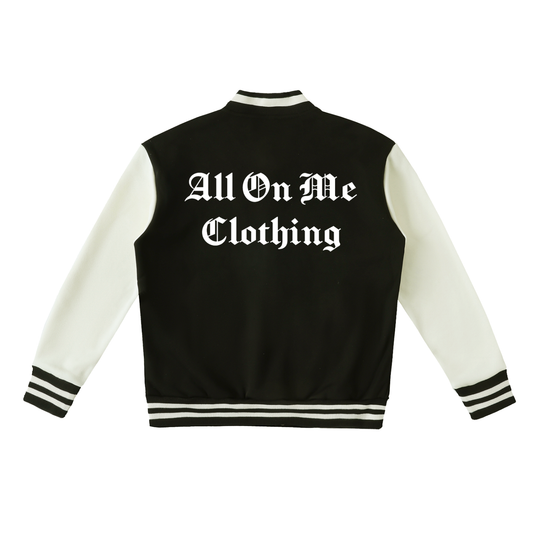 Two-Tone "AOM" Fleeced Varsity Jacket