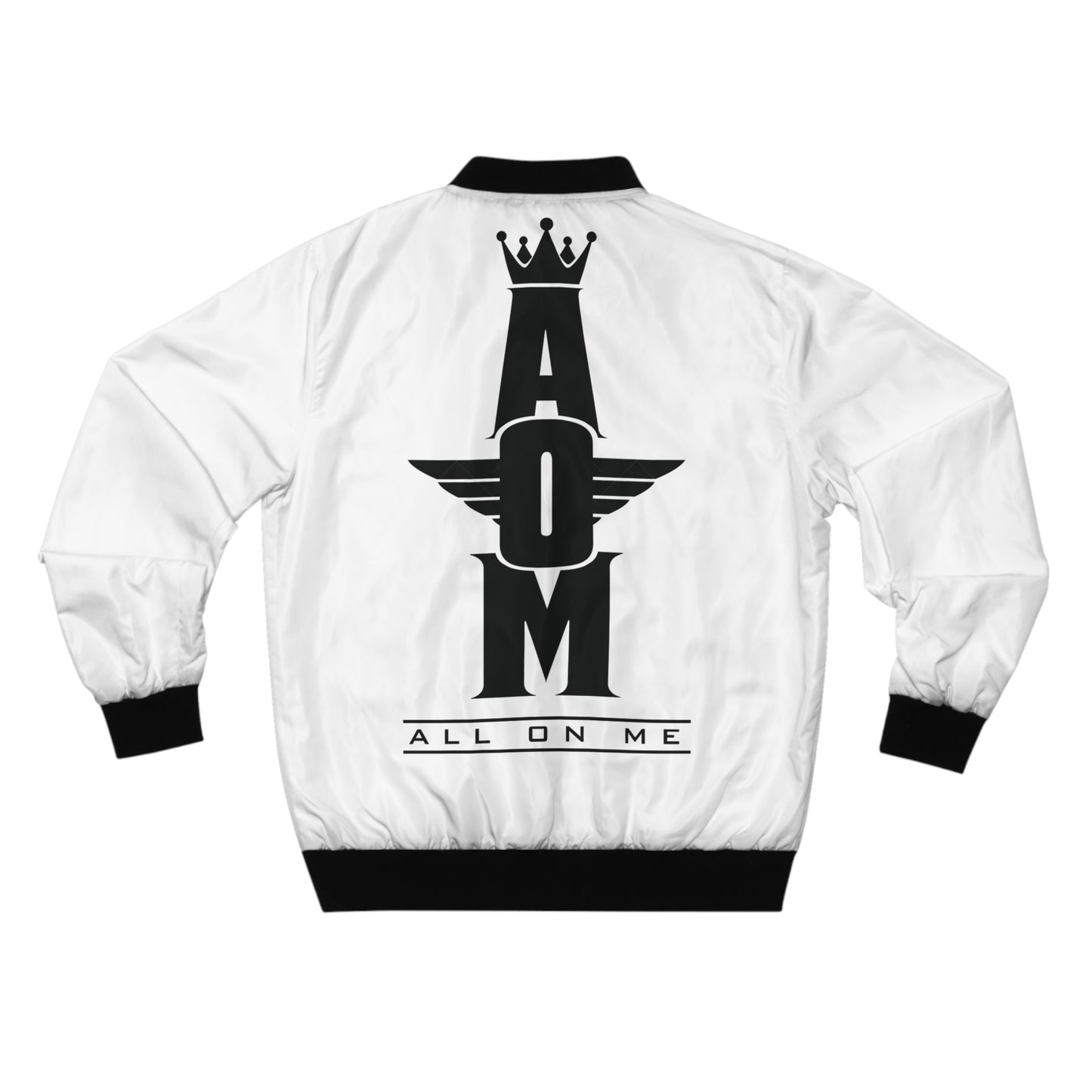 Stylish AOM Bomber Jacket (Wht/Blk)