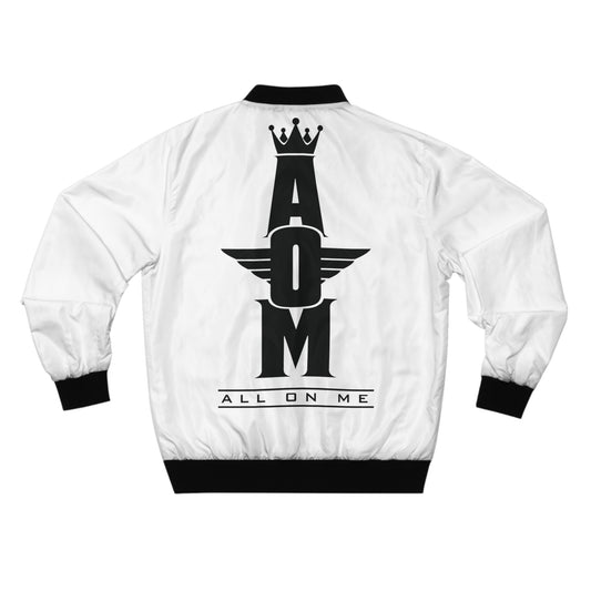 Stylish AOM Bomber Jacket (Wht/Blk)
