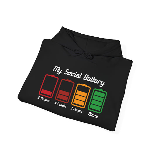 My Social Battery Hooded Sweatshirt — Introvert Energy Levels Graphic Hoodie