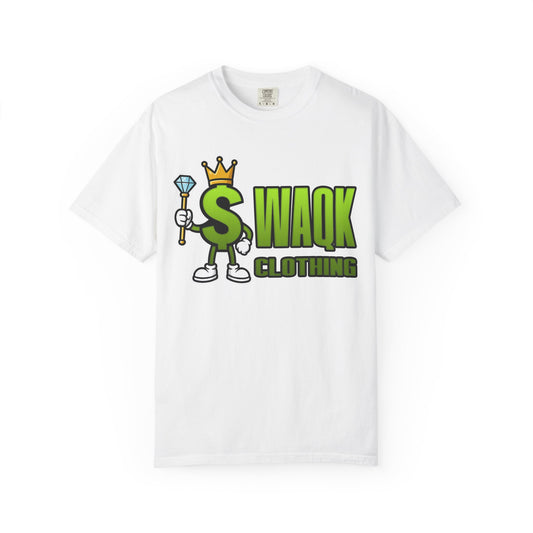 "WAQK" Clothing Logo T-Shirt — Green Money Mascot Graphic Tee