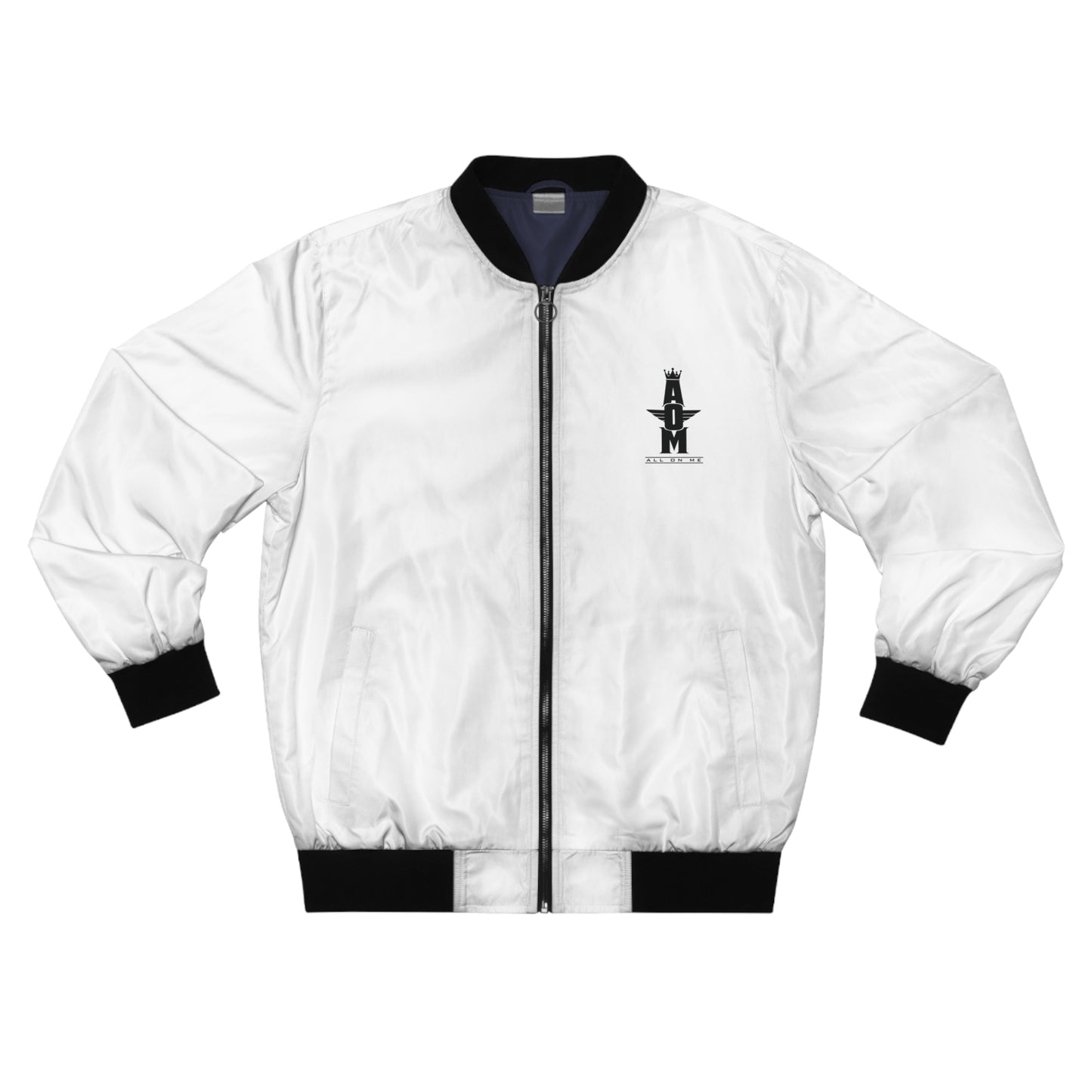 Stylish AOM Bomber Jacket (Wht/Blk)