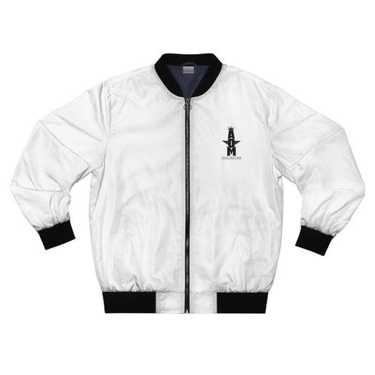Stylish AOM Bomber Jacket (Wht/Blk)