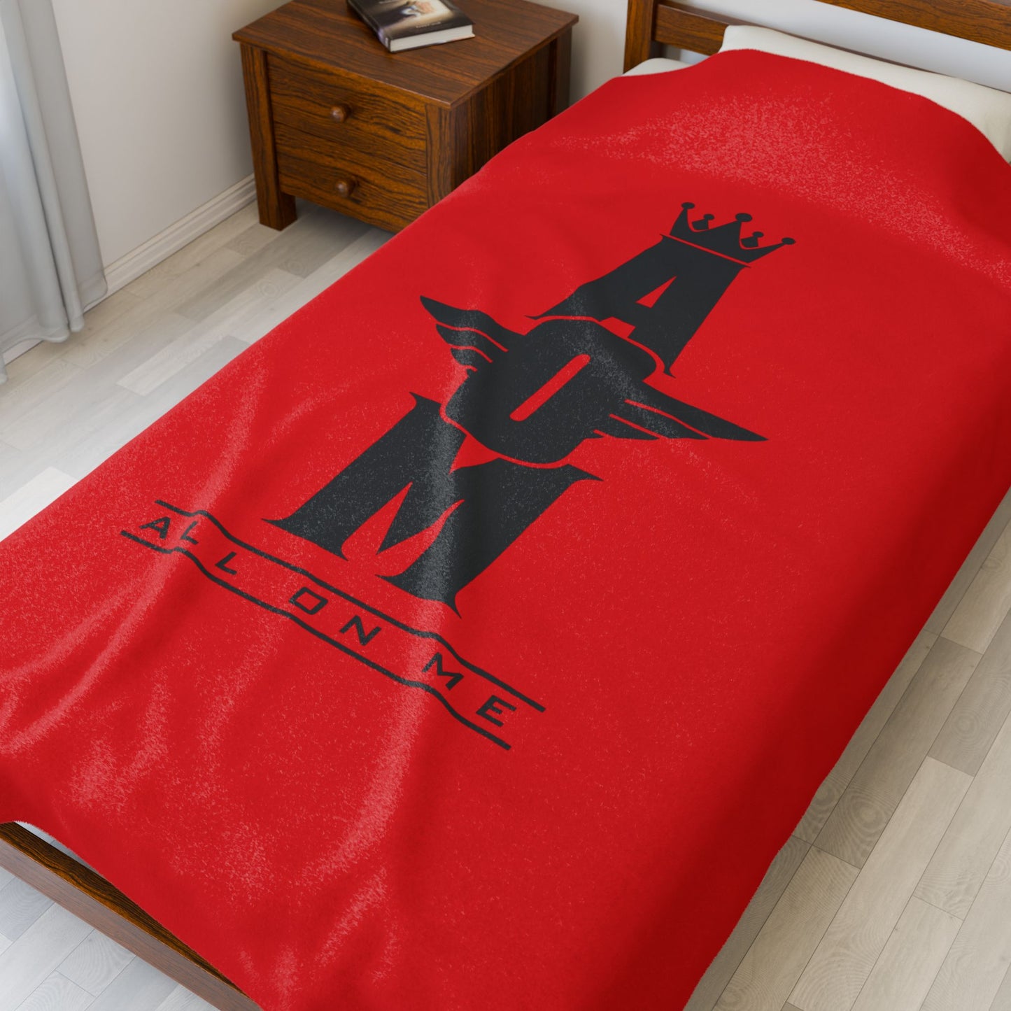 Cozy "AOM" Velveteen Plush Blanket - Red 'All On Me' Design