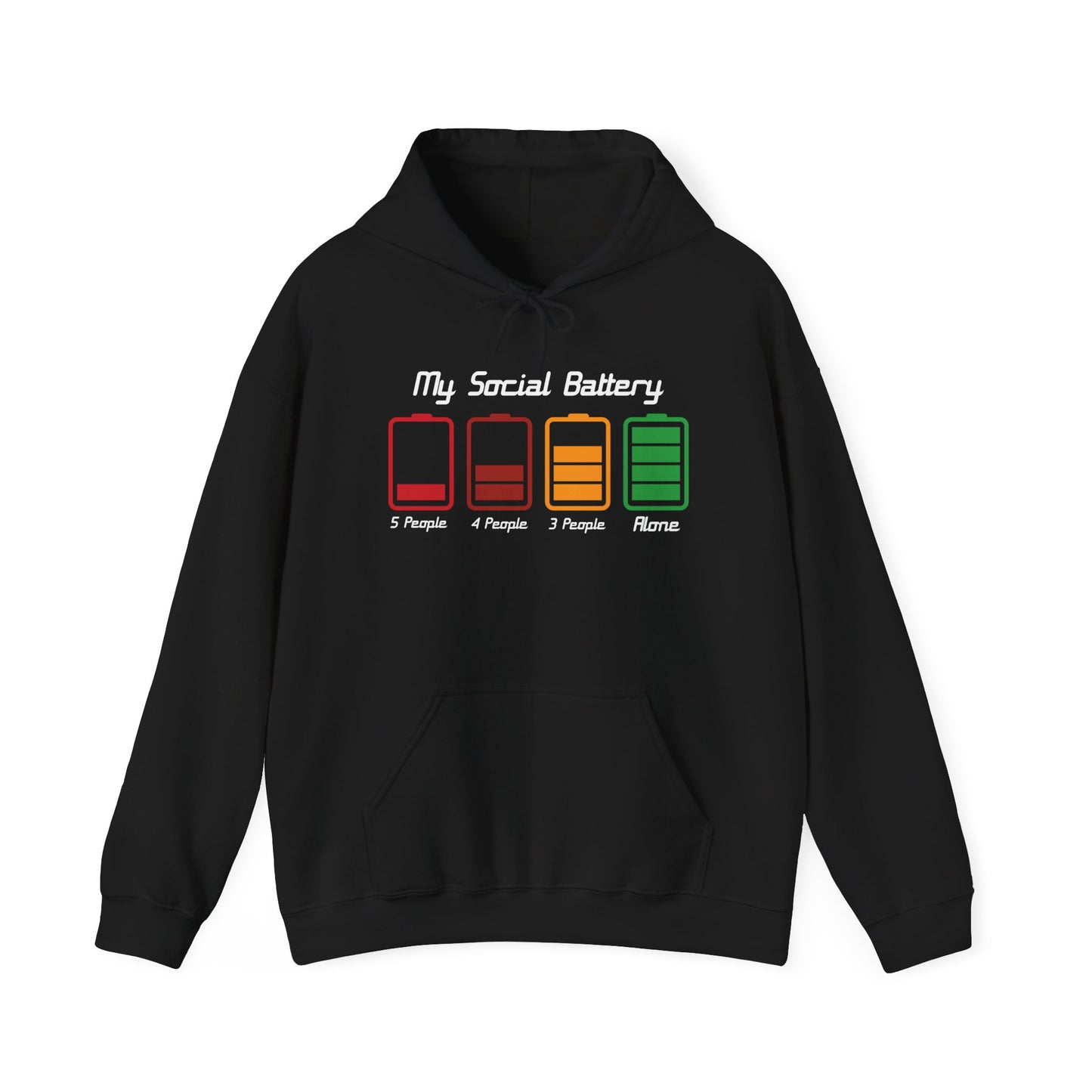 My Social Battery Hooded Sweatshirt — Introvert Energy Levels Graphic Hoodie