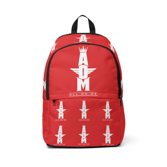 Stylish "AOM" Backpack (RED/WHT)