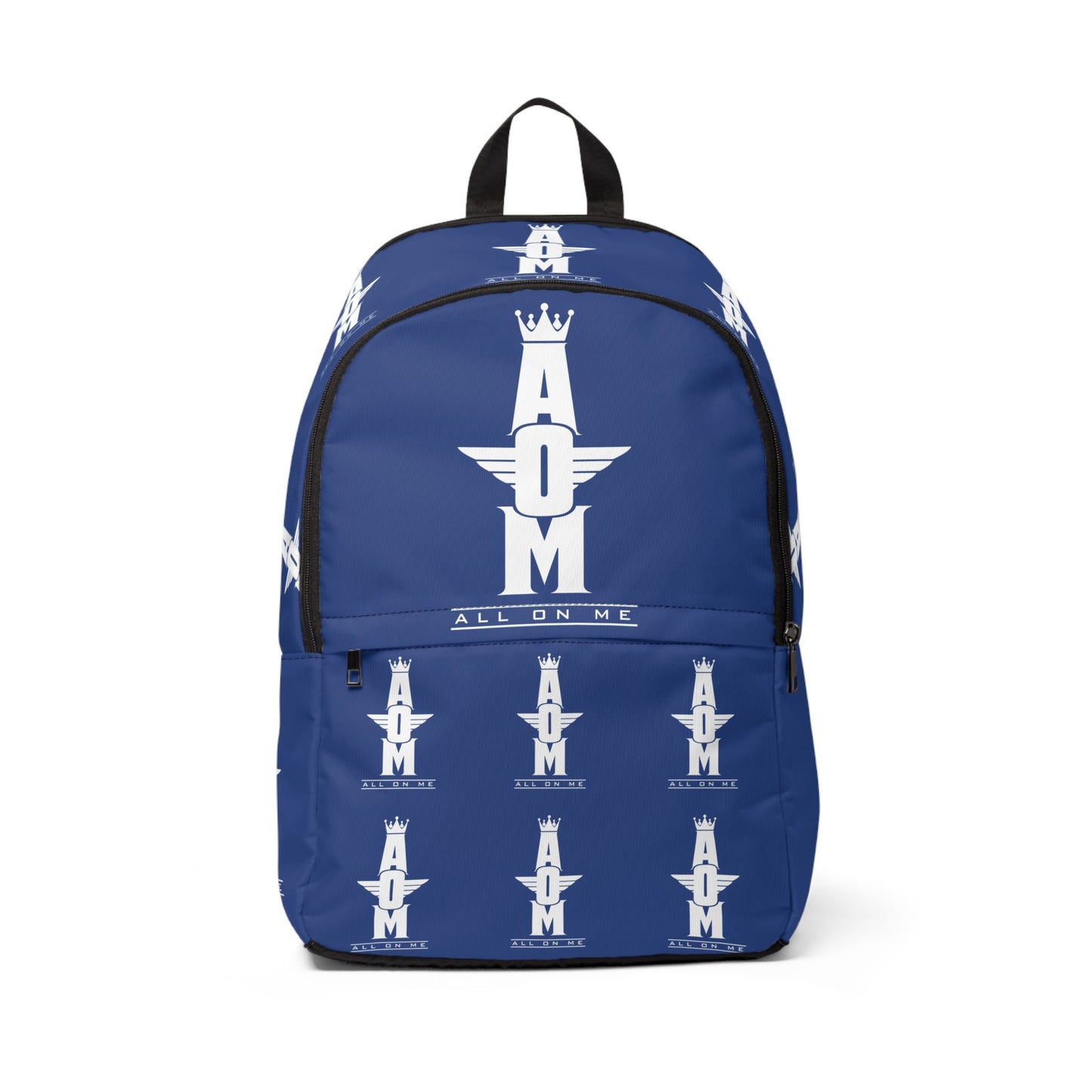 Stylish "AOM" Backpack (BLU/WHT)