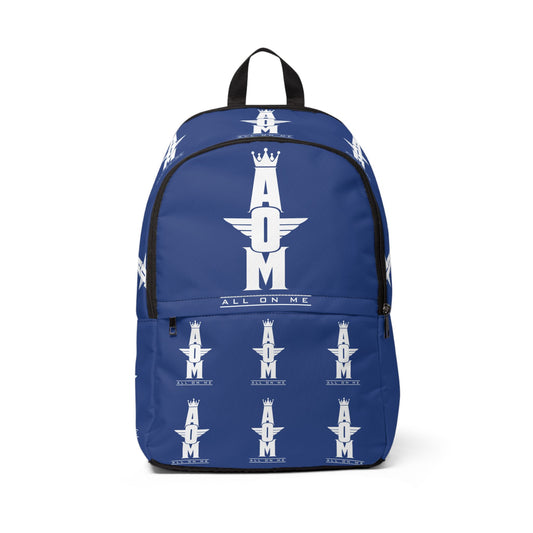 Stylish "AOM" Backpack (BLU/WHT)
