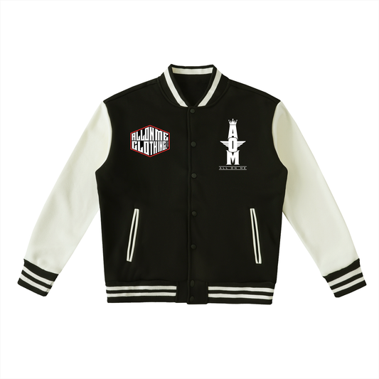 Two-Tone "AOM" Fleeced Varsity Jacket